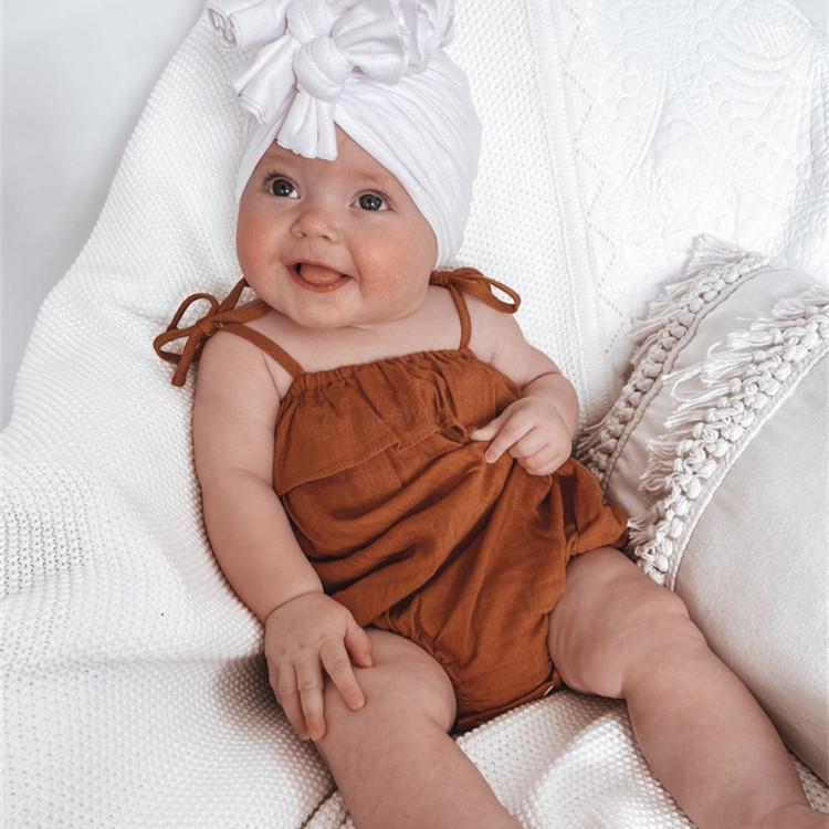 Baby Summer Linen Sleeveless Jumpsuit - Summer Baby Girl Clothes Romper Bowknot