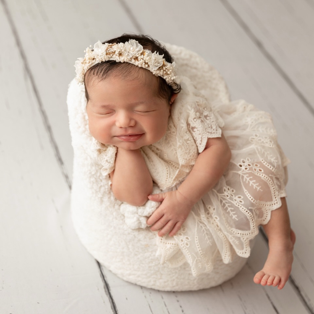 Newborn Baby Girl Romper Floral - Professional Studio Newborn Photography Props Romper