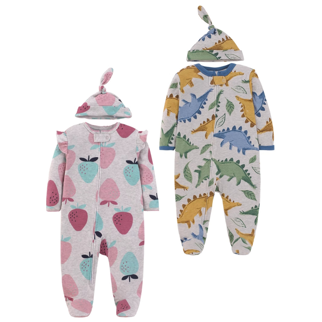 Cotton Baby Onesies Zipper - Newborn Baby Pure Cotton Romper Pajamas