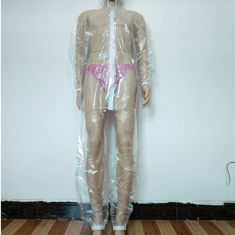 Diapering - Sexy PVC Transparent Zipper Plastic Jumpsuit