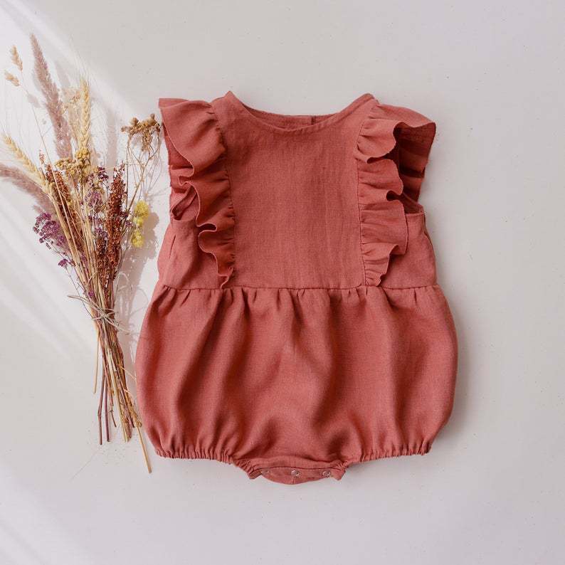 Baby Summer Linen Sleeveless Jumpsuit - Summer Newborn Infant Baby Girls Romper