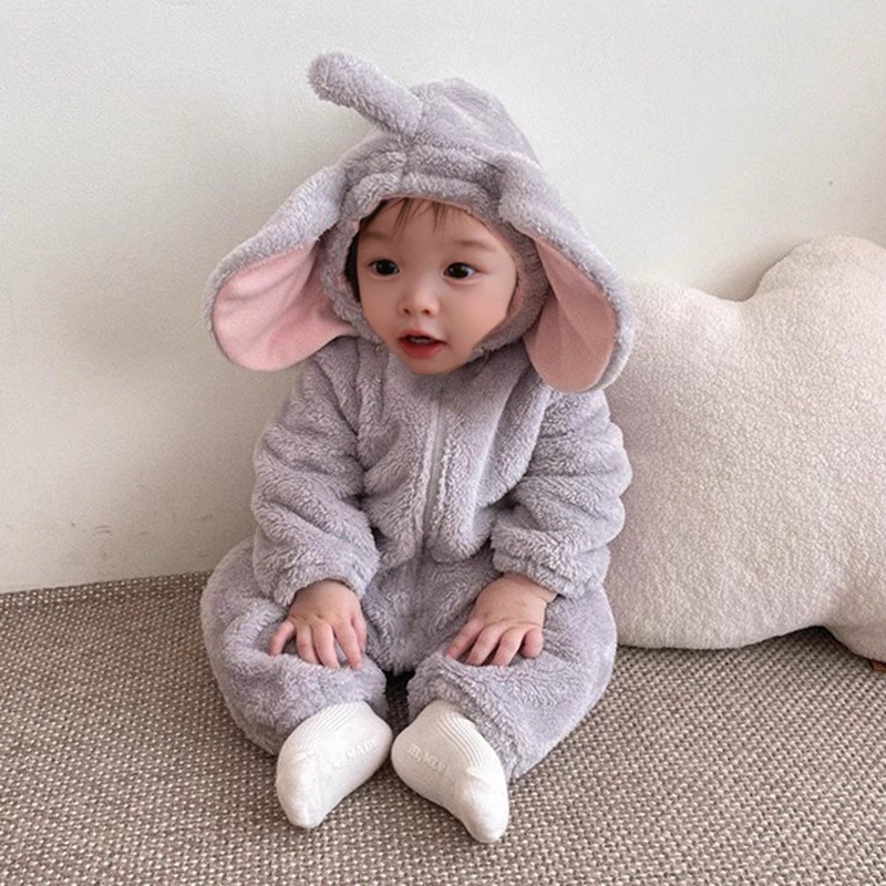 Cotton Baby Onesies Zipper - Adorable Elephant Onesie 2026 Winter Baby