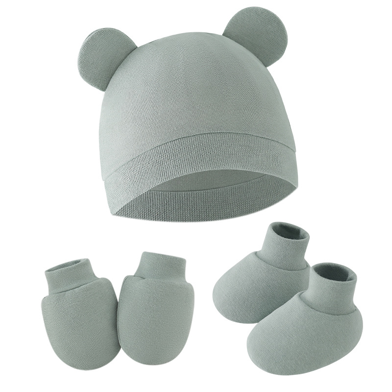 Infant Beanie Hat With Ears - Cute Baby Hat Newborn Bonnet Gloves