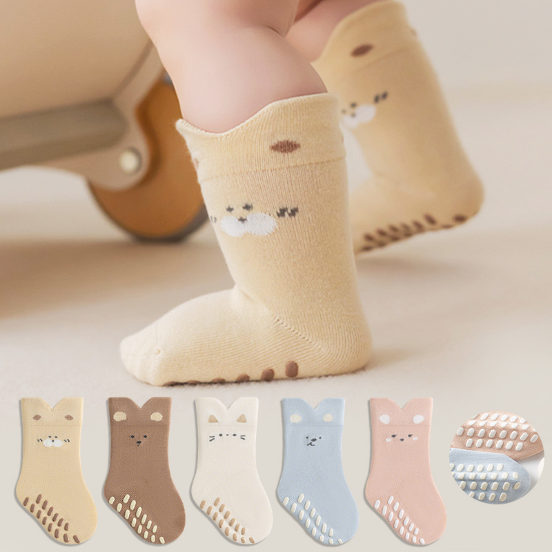 Unisex Baby Socks Non Slip - 3/5 Pairs Newborn Child Anti-slip Socks