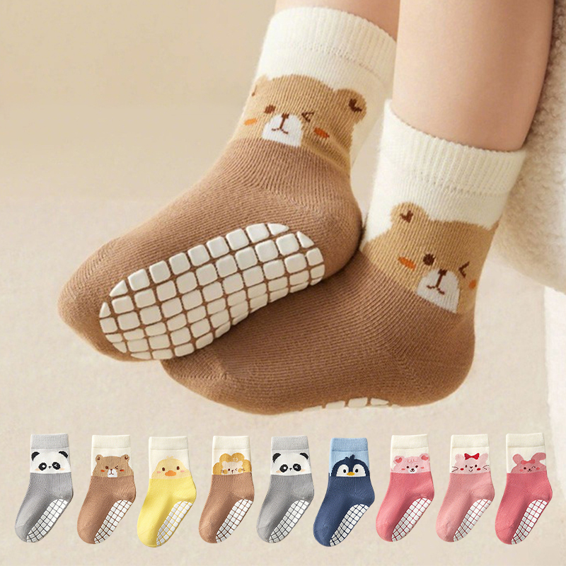 Unisex Baby Socks Non Slip - 3Pairs Baby Adorable Animals Pattern Non