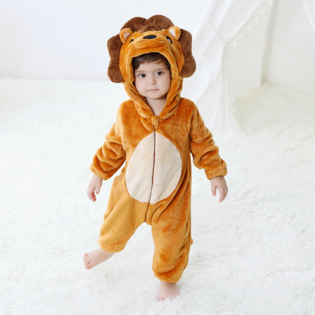 Newborn Baby Cute Lion Animal  - Cotton Baby Onesies Zipper ulasan dan harga