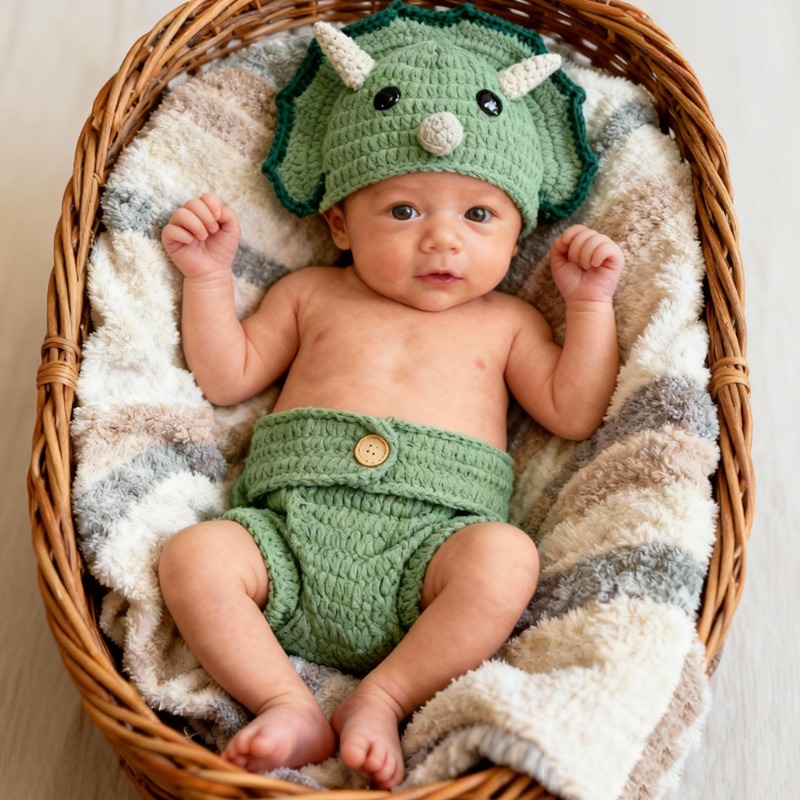 2pcs Crochet Dinosaur Newborn  - Infant Photography Props Outfit ulasan dan harga