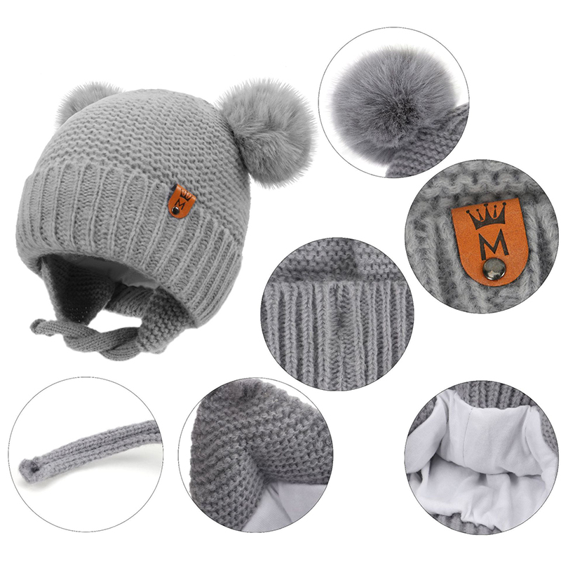 Baby Wool Hat Cute Fur Ball Ea - Infant Beanie Hat With Ears ulasan dan harga
