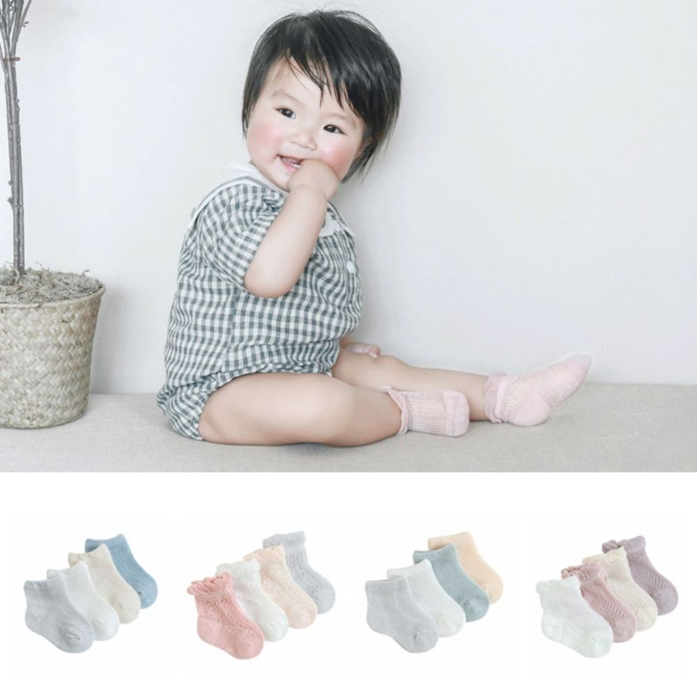 4Pairs Sweet Cotton Baby Ruffl - Unisex Baby Socks Non Slip ulasan dan harga