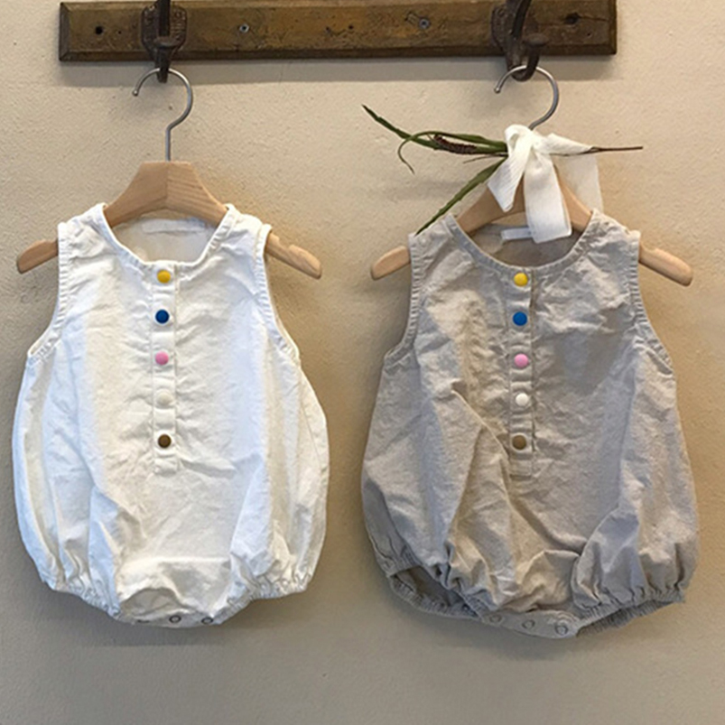 Linen Cotton Boys Romper Summe - Baby Summer Linen Sleeveless Jumpsuit ulasan dan harga