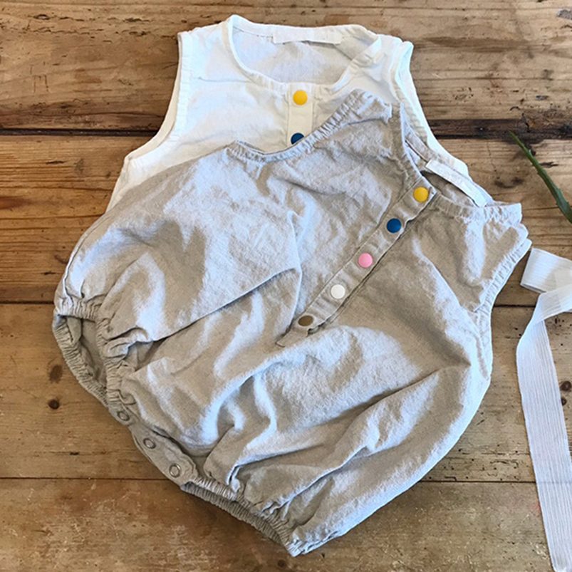 Linen Cotton Boys Romper Summe - Baby Summer Linen Sleeveless Jumpsuit ulasan dan harga