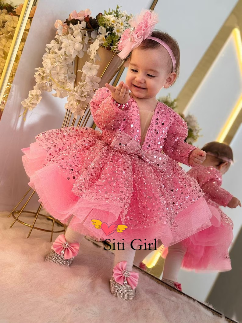 Pink Princess Baby Dress Flowe - Toddler Girl Tulle Party Dress ulasan dan harga