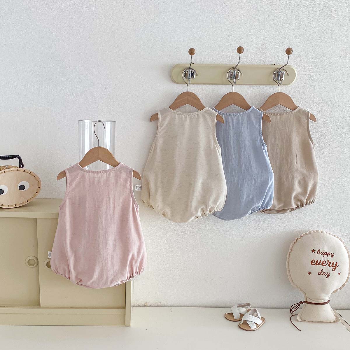 Baby Summer Bear Thin Sleevele - Baby Summer Linen Sleeveless Jumpsuit ulasan dan harga
