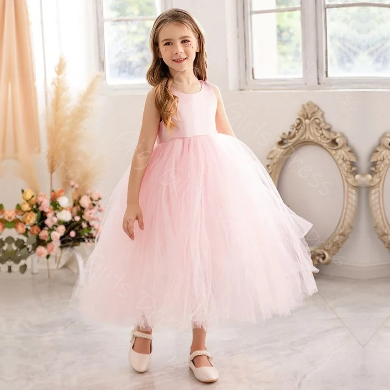 Blue Flower Girl Dress for Wed - Toddler Girl Tulle Party Dress ulasan dan harga