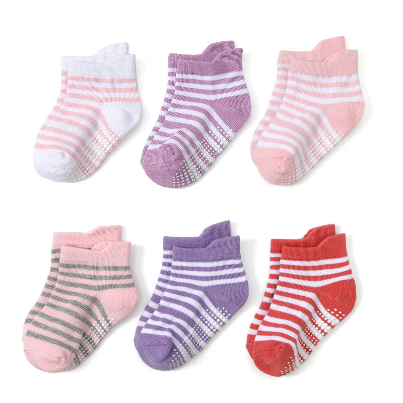 6-Pack Baby Floor Socks  Strip - Unisex Baby Socks Non Slip ulasan dan harga