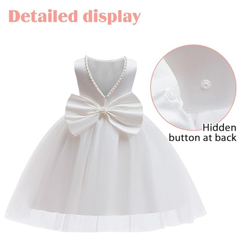Girls Elegant White Communion  - Toddler Girl Tulle Party Dress ulasan dan harga