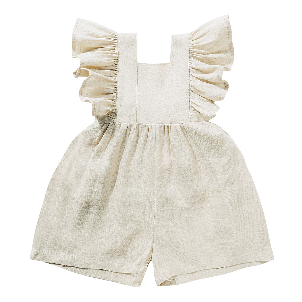 Summer Baby Clothes Unisex Gir - Baby Summer Linen Sleeveless Jumpsuit ulasan dan harga