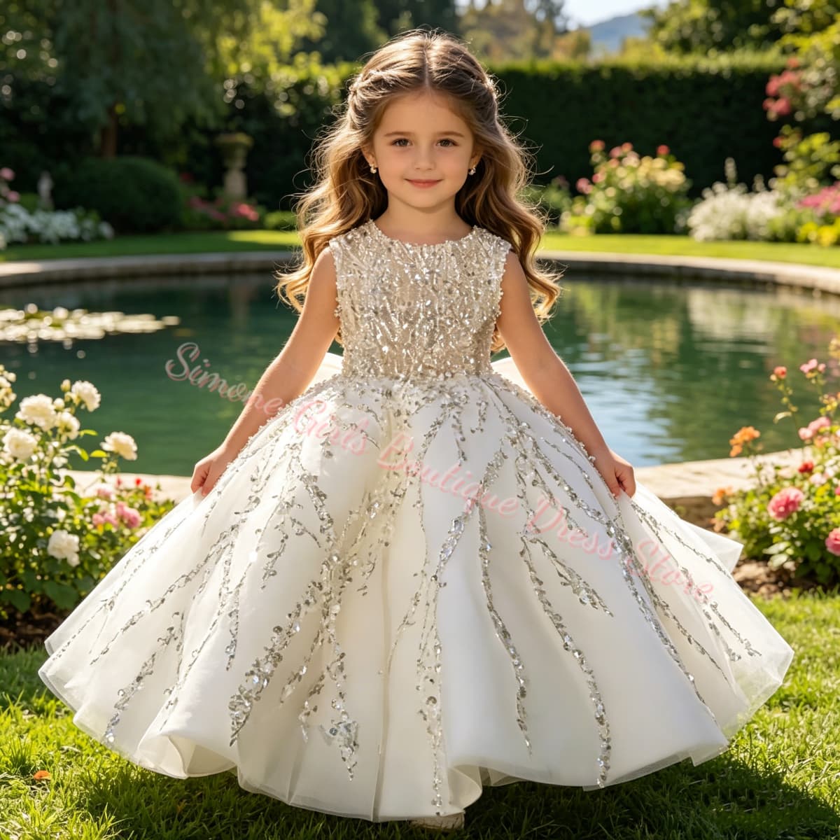 Flower Girl Dress Luxury Beade - Toddler Girl Tulle Party Dress ulasan dan harga