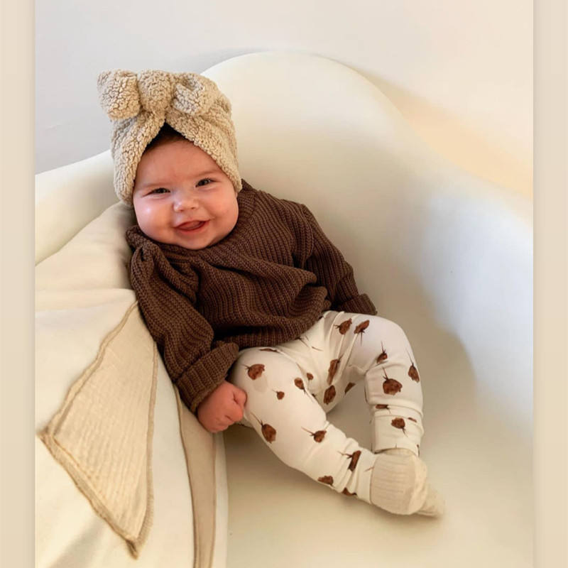 Cute Newborn Baby Knot Turban  - Infant Beanie Hat With Ears ulasan dan harga