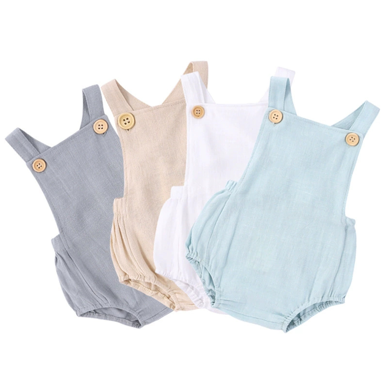 2025 Summer Newborn Baby Boys  - Baby Summer Linen Sleeveless Jumpsuit ulasan dan harga
