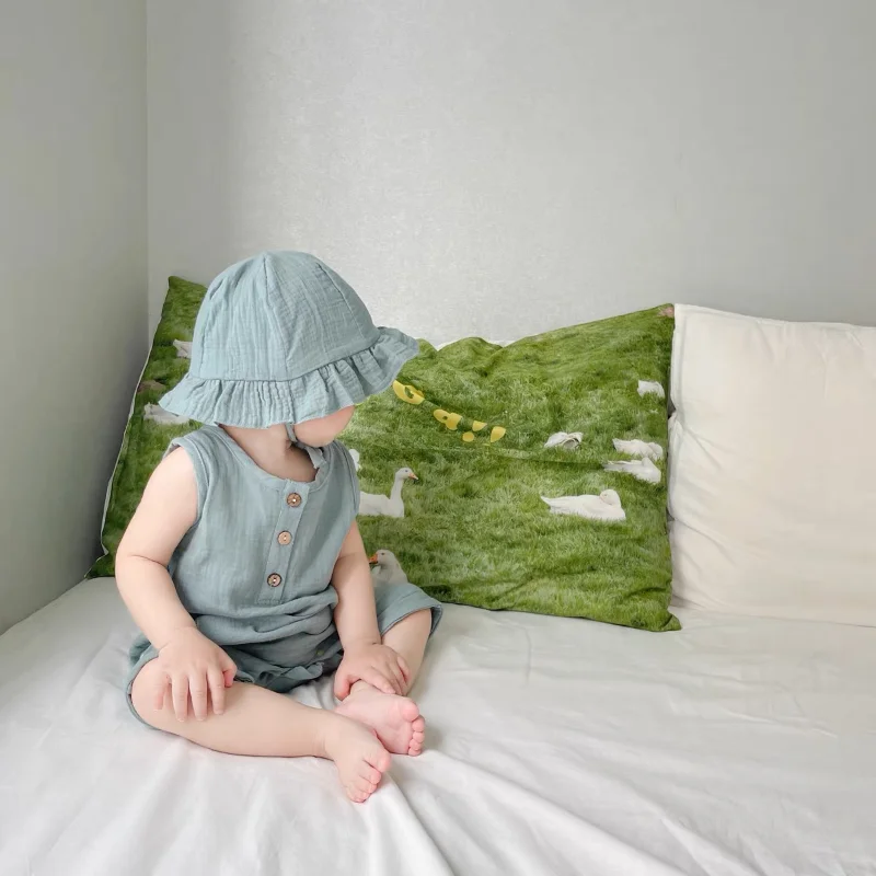 2Pcs/Set Baby Summer Clothing  - Baby Summer Linen Sleeveless Jumpsuit ulasan dan harga