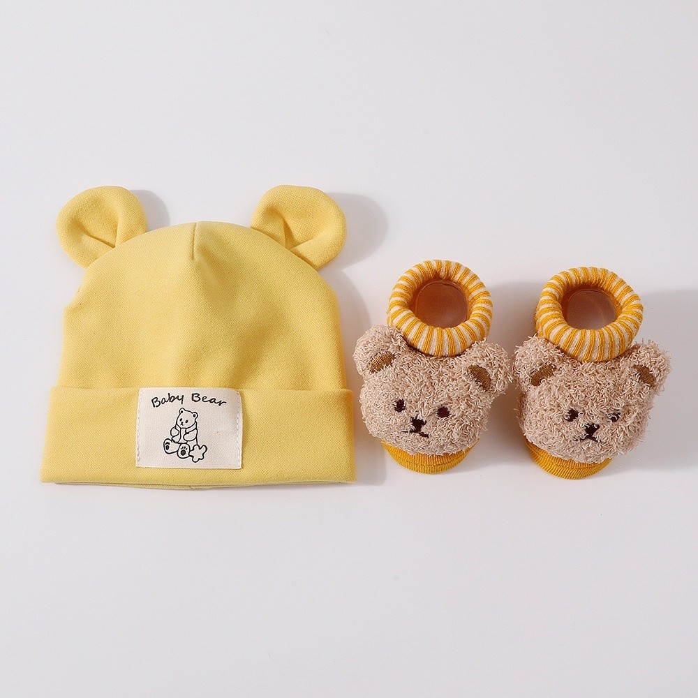 2Pcs/Set Cute Cotton Baby Hat  - Infant Beanie Hat With Ears ulasan dan harga